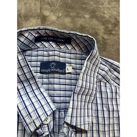 Simply Southern Men's Long Sleeve Shirt‎ Blue button Large - Picture 4 of 6
